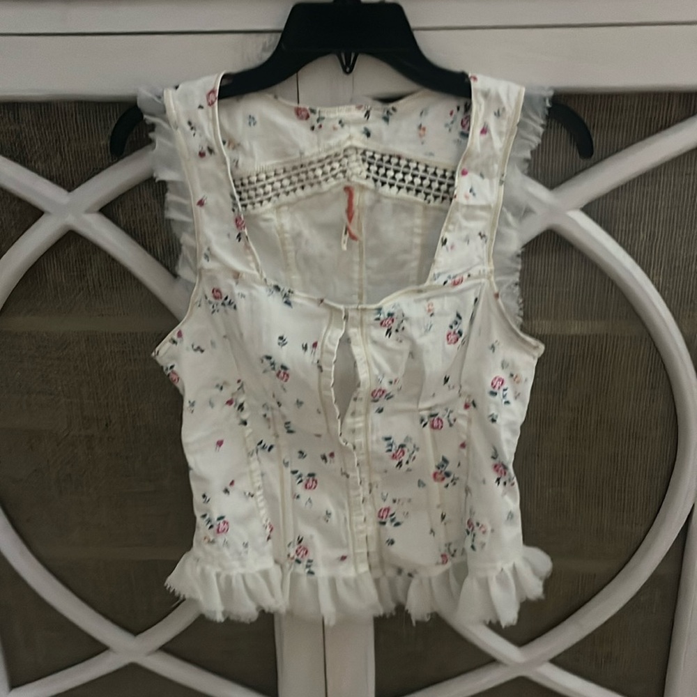 Free People Floral hook and eye girls top